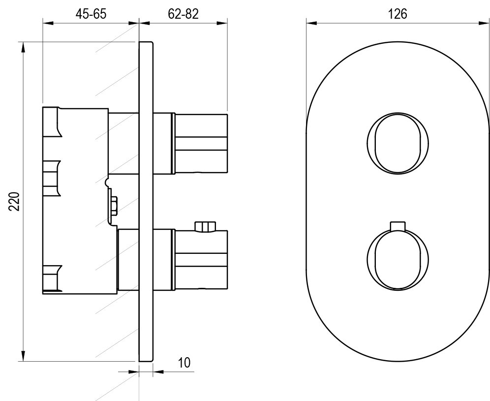 Chrome II CR 067.00-Thermostat-Unterputzarmatur mit Umsteller, für R-Box