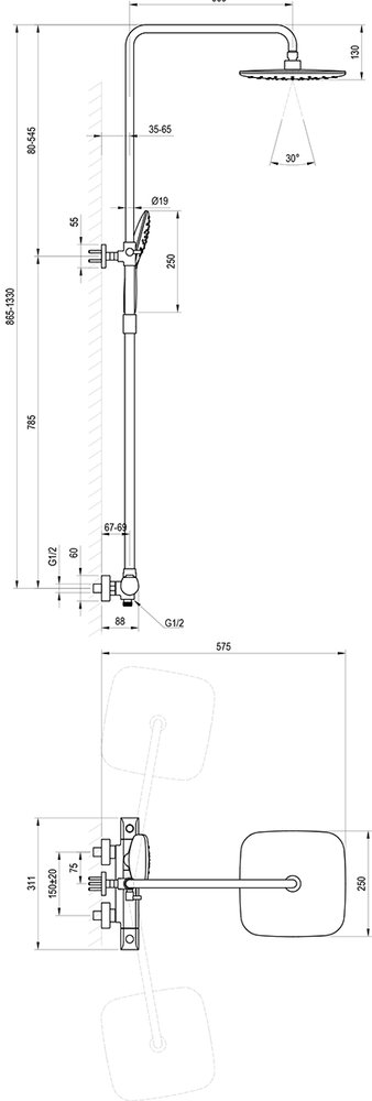 Duschsystem Brause Flat FL 091.00