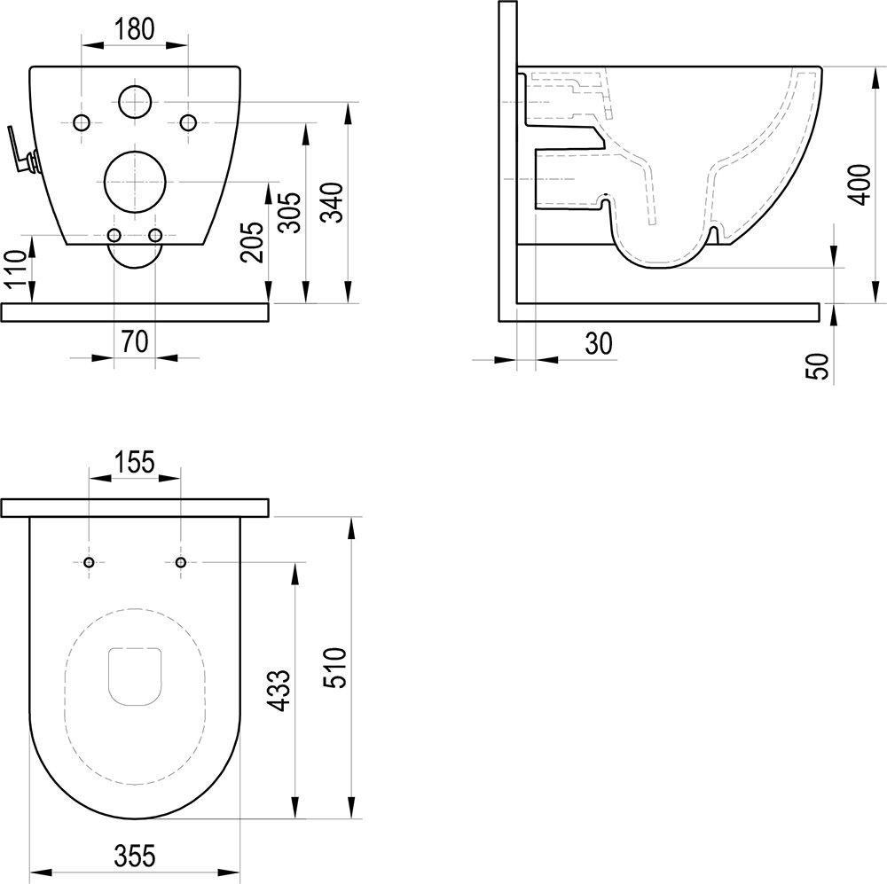 Bidet-Toilette Uni Chrom RimOff